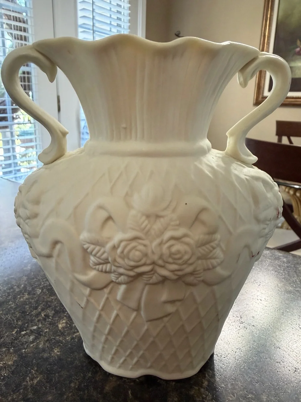 Pair of Cream White Victorian BISQUE PORCELAIN Vases